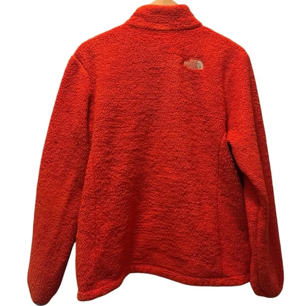 The North Face womens Red Sherpa Fleece Full Zip Jacket Outdoor Long Sleeve XL